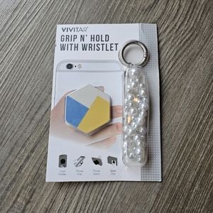 Vivitar Pop Out Grip with Pearl Wristlet Strap for Phone